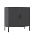Lockable Metal Storage Cabinet 2 Doors 2 Adjustable Shelves Cold-Rolled Steel 180lb Capacity Anti-Tip