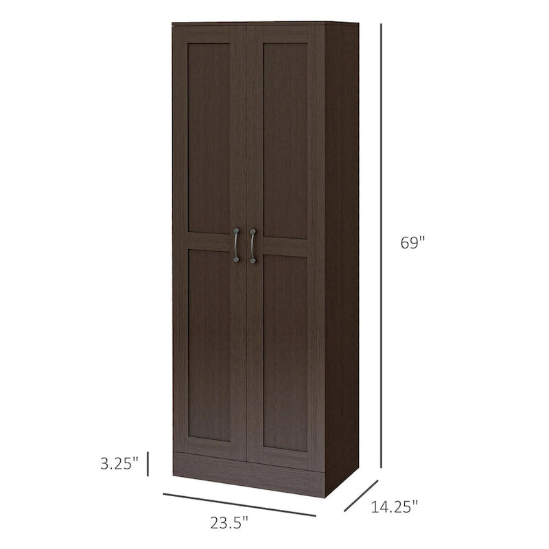 Tall Storage Cabinet 69"H - Soft Close Doors, 3 Adjustable Shelves, Anti-Tip, 110 LBS Capacity, Modern Pantry