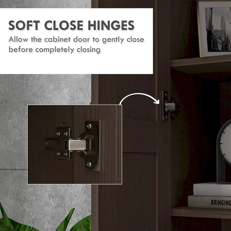 Tall Storage Cabinet 69"H - Soft Close Doors, 3 Adjustable Shelves, Anti-Tip, 110 LBS Capacity, Modern Pantry