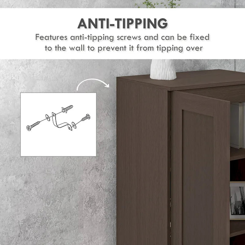 Tall Storage Cabinet 69"H - Soft Close Doors, 3 Adjustable Shelves, Anti-Tip, 110 LBS Capacity, Modern Pantry