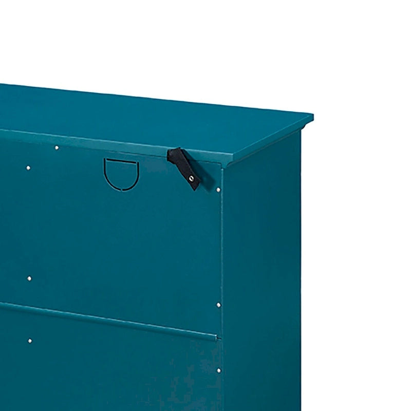 Vintage Teal Blue Wooden Sideboard Glass Doors Traditional MDF Storage Display Cabinet Buffet