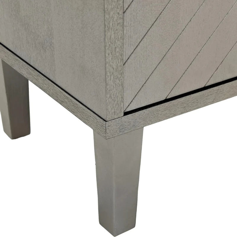 4-Door Storage Cabinet 59.84"W - Champagne MDF Sideboard with Pine Legs, Sculpted Doors & Semi-Circular Pulls, 80lbs Top Capacity