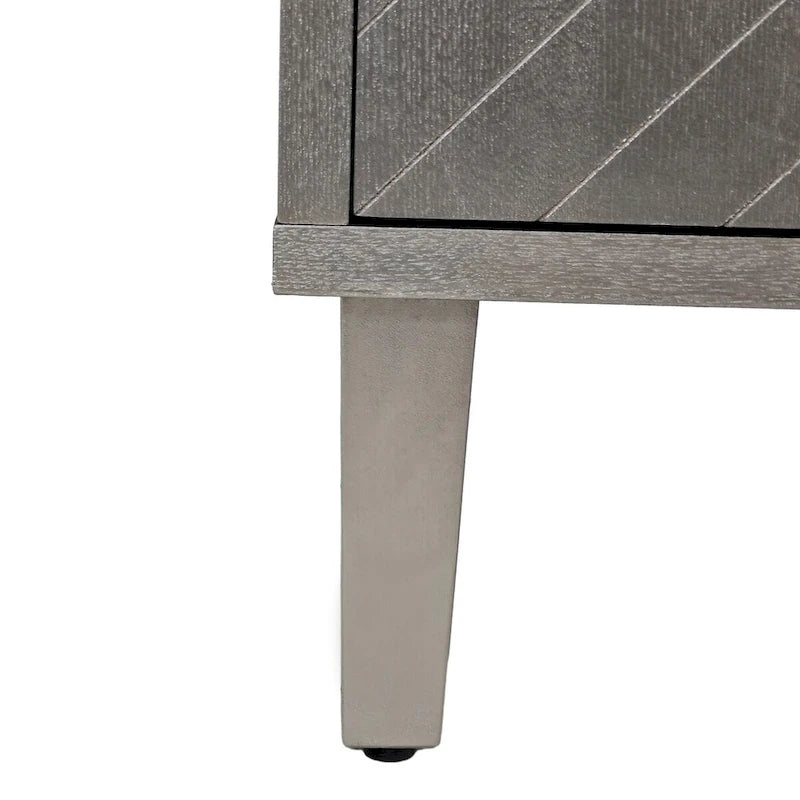 4-Door Storage Cabinet 59.84"W - Champagne MDF Sideboard with Pine Legs, Sculpted Doors & Semi-Circular Pulls, 80lbs Top Capacity