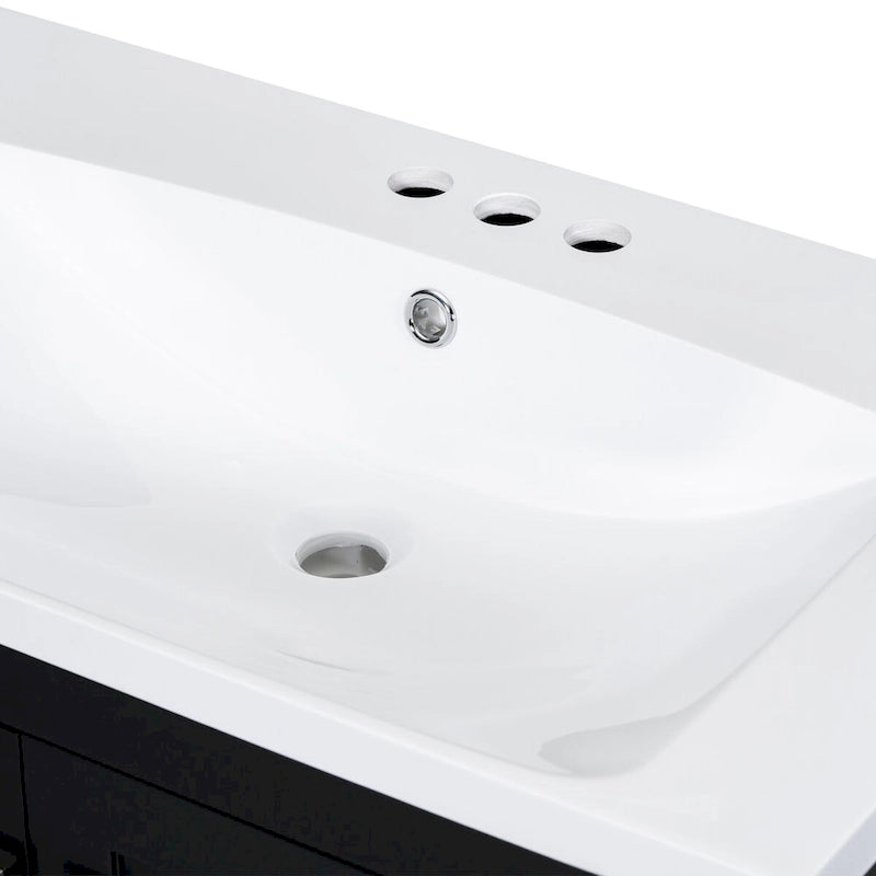 30" Blue Bathroom Vanity Cabinet with White Resin Sink Soft-Close Doors Drawer Solid Wood Frame Water-Resistant Modern Storage Organizer