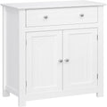 White Bathroom Storage Cabinet 1 Drawer 2 Shelves Adjustable Open Top MDF Magnetic Door 88lb Capacity