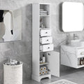 Tall Freestanding Bathroom Storage Cabinet - 3 Drawers Adjustable Shelf - Waterproof MDF Linen Tower - Anti-Tip Device Included