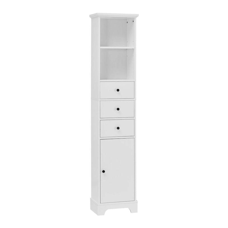 Tall Freestanding Bathroom Storage Cabinet - 3 Drawers Adjustable Shelf - Waterproof MDF Linen Tower - Anti-Tip Device Included