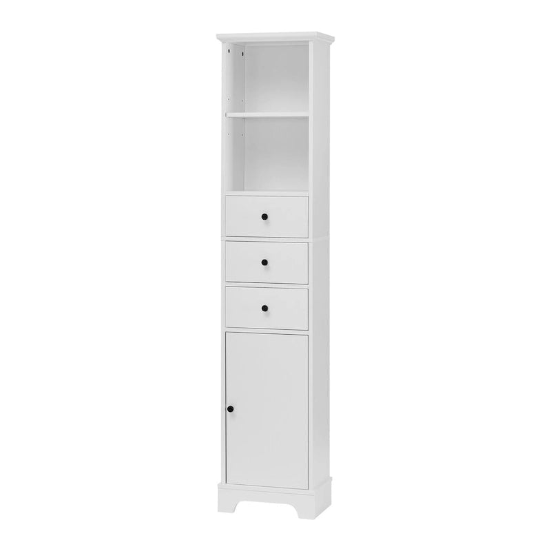Tall Freestanding Bathroom Storage Cabinet - 3 Drawers Adjustable Shelf - Waterproof MDF Linen Tower - Anti-Tip Device Included