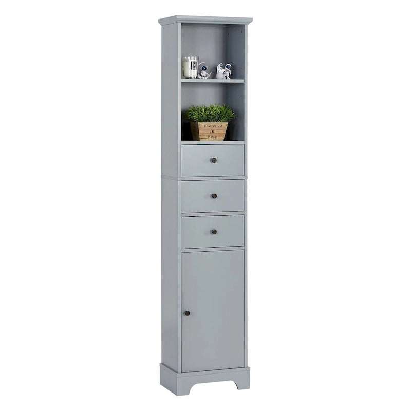 Tall Freestanding Bathroom Storage Cabinet - 3 Drawers Adjustable Shelf - Waterproof MDF Linen Tower - Anti-Tip Device Included