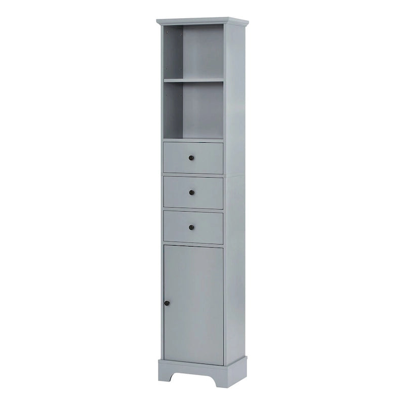 Tall Freestanding Bathroom Storage Cabinet - 3 Drawers Adjustable Shelf - Waterproof MDF Linen Tower - Anti-Tip Device Included