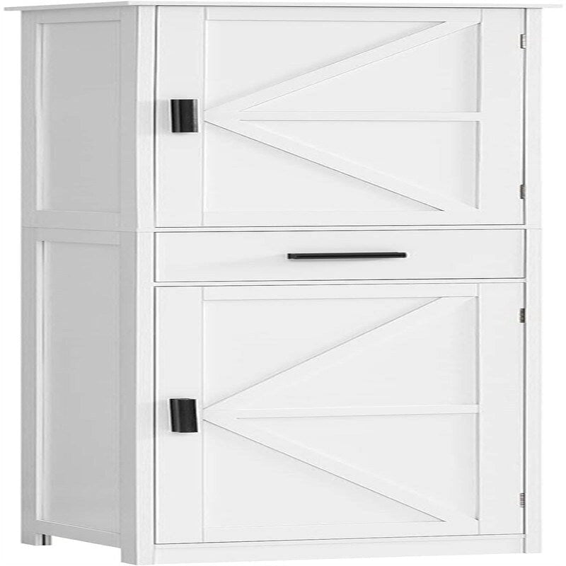 Tall White Storage Cabinet 6 Shelves 1 Drawer Narrow Bathroom Organizer 66.9"H x 14.6"L Waterproof MDF
