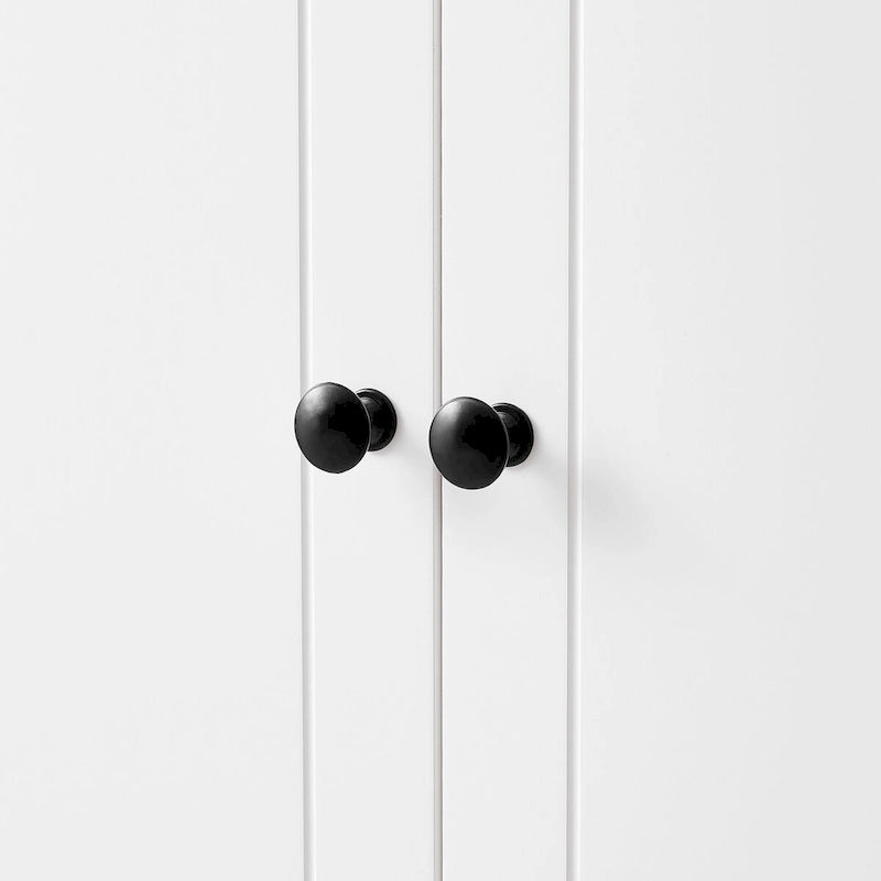 Black Storage Cabinet with 2 Doors & 4 Drawers - MDF Bathroom Office Cabinet with Adjustable Shelves, Waterproof Finish & Anti-Tip