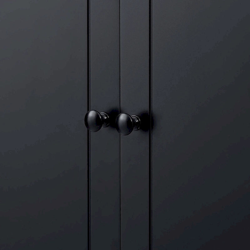 Black Storage Cabinet with 2 Doors & 4 Drawers - MDF Bathroom Office Cabinet with Adjustable Shelves, Waterproof Finish & Anti-Tip