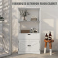 48.5"H Farmhouse Bathroom Floor Cabinet with X-Brace Doors 2-Tier Shelves Drawer Cupboard Anti-Tip MDF Rustic Storage Tower 51lbs Capacity