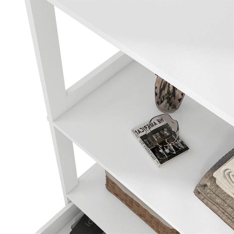 48.5"H Farmhouse Bathroom Floor Cabinet with X-Brace Doors 2-Tier Shelves Drawer Cupboard Anti-Tip MDF Rustic Storage Tower 51lbs Capacity