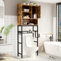 5-Tier Over Toilet Storage Rack Freestanding Adjustable Shelf Anti-Tip Vintage Black Frame Space Saver