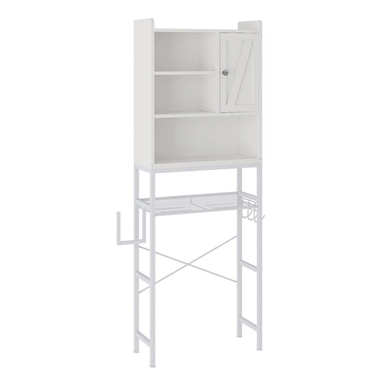 5-Tier Over Toilet Storage Rack Freestanding Adjustable Shelf Anti-Tip Vintage Black Frame Space Saver