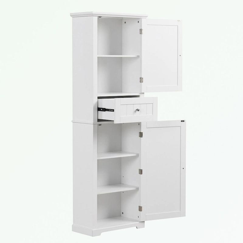 Bathroom Storage Cabinet with Drawer - Waterproof MDF Floor Cabinet with Adjustable Shelf, Metal Knobs, Anti-Tip Device - Linen Tower Organizer