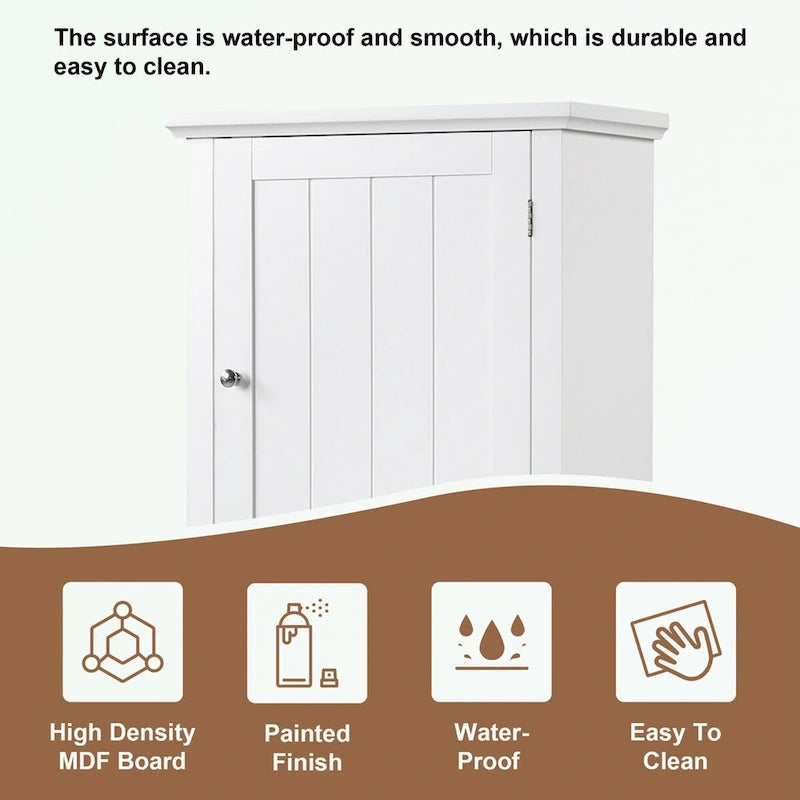 Bathroom Storage Cabinet with Drawer - Waterproof MDF Floor Cabinet with Adjustable Shelf, Metal Knobs, Anti-Tip Device - Linen Tower Organizer