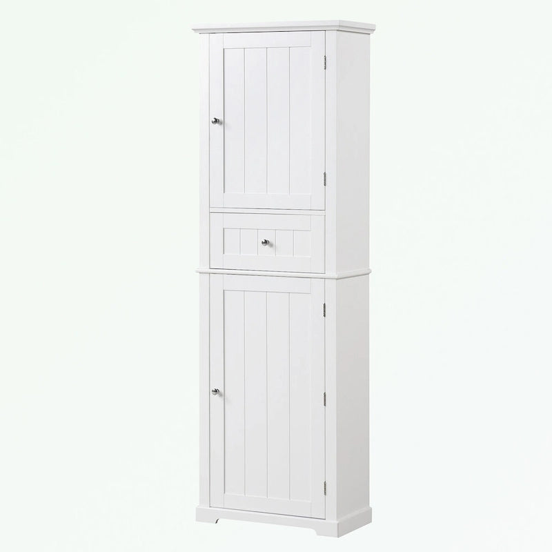 Bathroom Storage Cabinet with Drawer - Waterproof MDF Floor Cabinet with Adjustable Shelf, Metal Knobs, Anti-Tip Device - Linen Tower Organizer