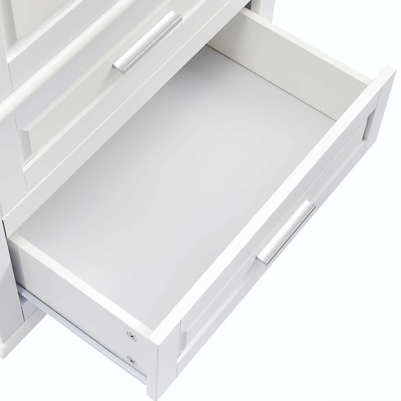 Grey Tall Storage Cabinet 2 Drawers 2 Doors 3-Tier Adjustable Shelf MDF Waterproof Anti-Tip Bathroom