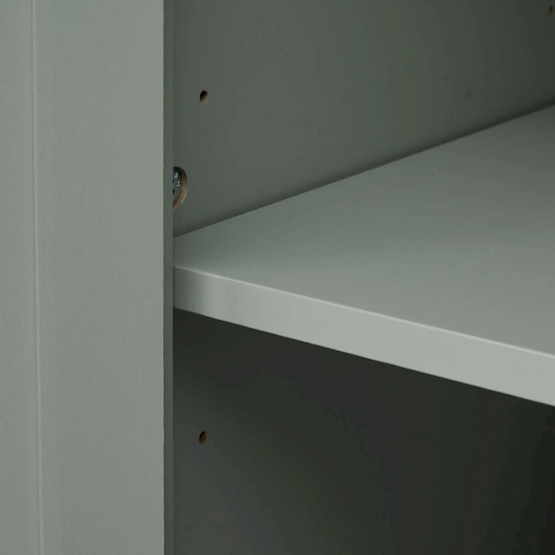 Grey Tall Storage Cabinet 2 Drawers 2 Doors 3-Tier Adjustable Shelf MDF Waterproof Anti-Tip Bathroom