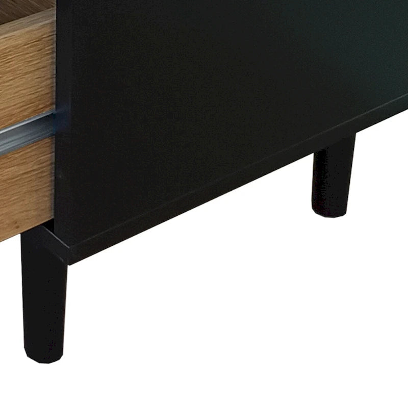 Black Storage Cabinet with 6 Rattan Drawers - MDF Dresser - 50 lbs Top Capacity - Anti-Tip Device - Modern Natural Organizer