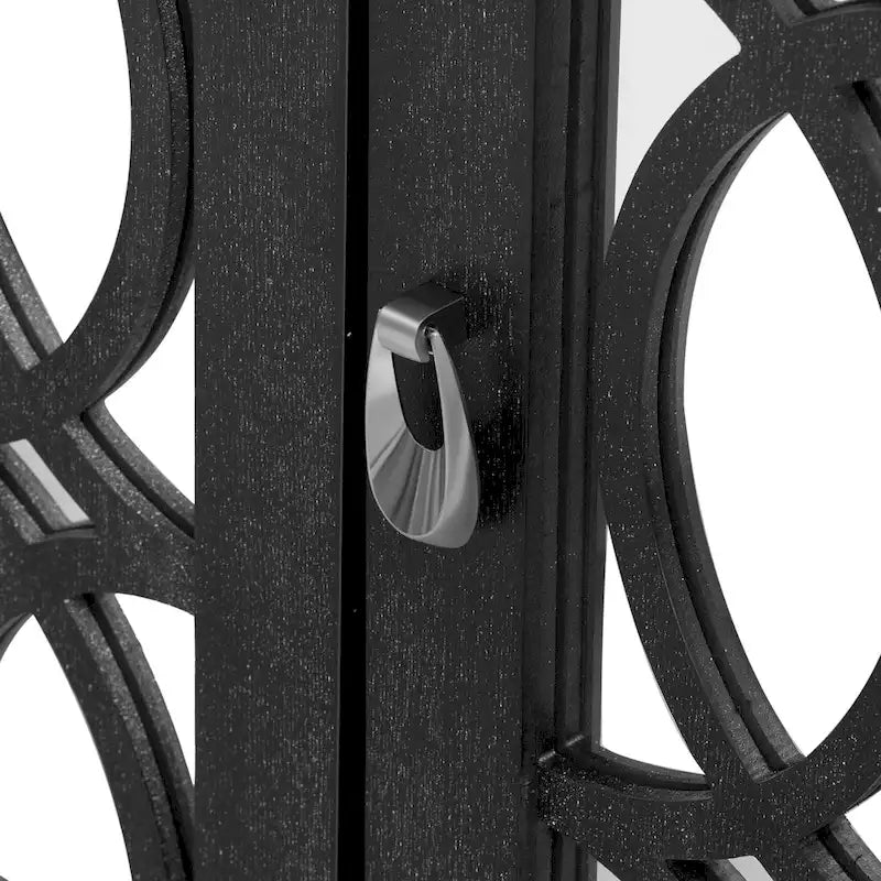 Farmhouse Mirrored Sideboard 3 Glass Doors 2 Adjustable Shelves Pine Legs 220lb Capacity Distressed