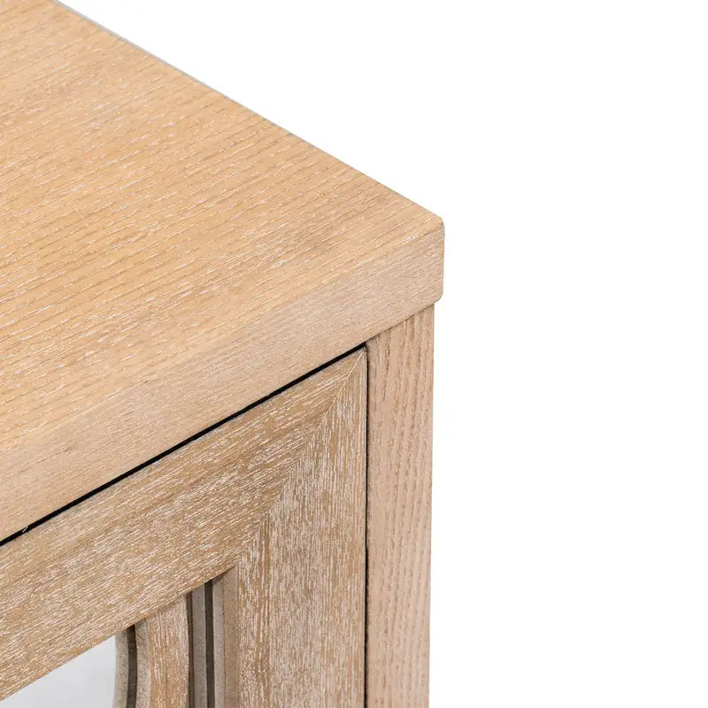 Farmhouse Mirrored Sideboard 3 Glass Doors 2 Adjustable Shelves Pine Legs 220lb Capacity Distressed