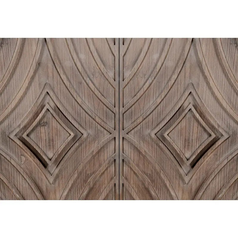 60" Sideboard Buffet Cabinet - 4 Diamond Pattern Doors 2 Shelves - Solid Wood Legs - Black Brown Vintage Farmhouse Storage