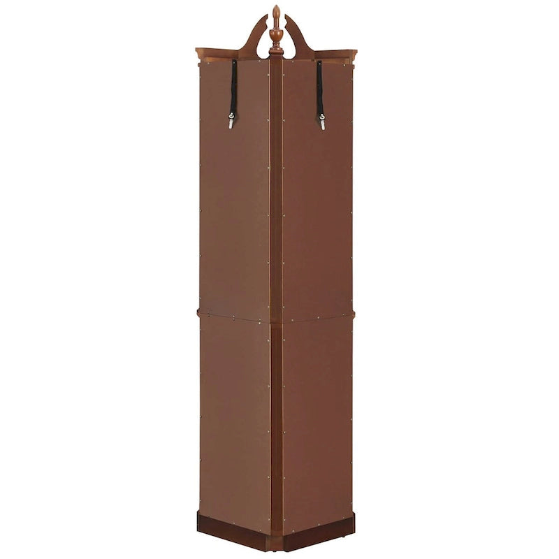 Corner Curio Cabinet 70.5"H - Walnut Display with LED Light, 5 Shelves, Mirrored Back & Glass Doors, 25lbs per Shelf Capacity