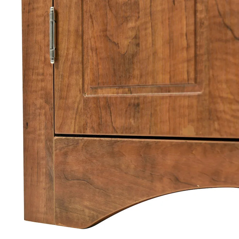 Triangle Corner Storage Cabinet with Adjustable Shelves - Waterproof MDF Bathroom Cabinet with Doors & Brushed Nickel Knobs