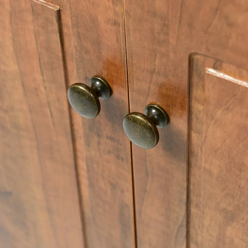 Triangle Corner Storage Cabinet with Adjustable Shelves - Waterproof MDF Bathroom Cabinet with Doors & Brushed Nickel Knobs