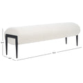 Upholstered Linen Bench 57"W x 19"H - Sculptural Rounded Seat with Black Metal Legs, Contemporary Entryway Bedroom Seating