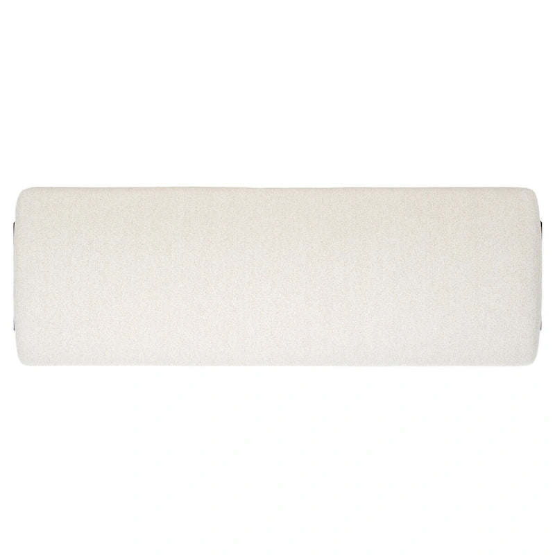 Upholstered Linen Bench 57"W x 19"H - Sculptural Rounded Seat with Black Metal Legs, Contemporary Entryway Bedroom Seating